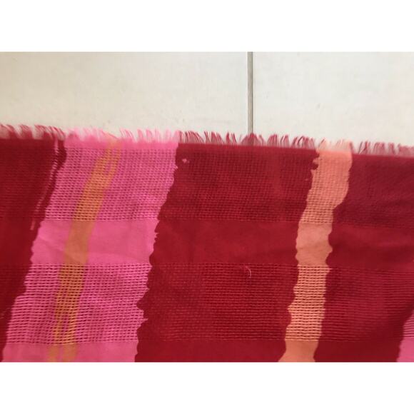 Guess Rectangular Scarf Striped Fringe Color Block FLAWS - Picture 8 of 12